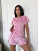 Жіноча велюрова піжама з дрібним принтом (футболка+шорти) Uaclothes 50-52 Рожевий (like39035-194711358) - изображение 4