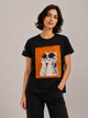 Женская футболка классическая плотная с вышивкой Кот Базилио Modna KAZKA MKNK160730 - 48, Чорний - изображение 1