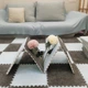 Коврик-пазл плюшевый 30×30 см 10 шт / мягкий модульный для пола, детский игровой-пазл, напольное покрытие, серый - изображение 6