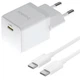 Сетевое зарядное устройство Baseus Palm Fast Charger 20W (1USB-C) + кабель Type-C to Type-C (P10111602) (Moon White) (258382) - изображение 1
