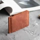 Кожаный зажим для денег Magneto Cognac на магните, тонкий коньячный кошелек из натуральной кожи Crazy Horse, картхолдер, 11х8.2х1 см - изображение 9