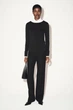 Лонгслів жіночий COS cotton long-sleeved top 1290605003 Eur 36 Чорний - изображение 3