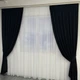 Мікровелюрові штори чорного кольору 2шт. 150х270 з білим шифоновим тюлем 400х270, на тасьмі ALBO 000353860 - зображення 7