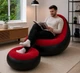 Надувний диван з пуфом Air Sofa / Надувне велюрове крісло з пуфом+насос Червоний (6598-14170) - зображення 4