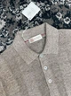 Мужская светло коричневая трикотажная футболка поло Brunello Cucinelli Henley из льна и хлопка размер M - изображение 5