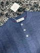 Мужская синяя трикотажная футболка-поло Brunello Cucinelli Henley из льна и хлопка размер M - изображение 7