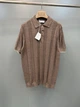 Мужская коричневая трикотажная футболка поло Brunello Cucinelli Henley из льна и хлопка размер M - изображение 2