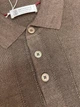 Мужская коричневая трикотажная футболка поло Brunello Cucinelli Henley из льна и хлопка размер M - изображение 7
