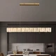 Подвесная удлиненная латунная Led люстра со стеклянными пластинами 120 см | Line F | Арт. P1432-L1200 Bronze - изображение 1