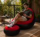 Надувной диван с пуфом Air Sofa / Надувное велюровое кресло с пуфиком+насос Красный - изображение 1