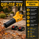 Акумуляторна повітродувка QIF 11F 21V з двома акумуляторами швидкість повітря 210 км год для прибирання листя снігу пилу та сміття жовта - зображення 1