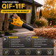 Садовый пылесос воздуходувка QIF 11F аккумуляторный 21V с двумя аккумуляторами скорость воздуха 210 км ч для листьев пыли мусора и легкого снега желтый - изображение 2