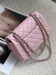 Сумка женская клатч через плечо Chanel Classic Double Flap Bag PREMIUM Шанель розовый серебро - изображение 4