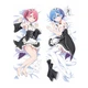 Дакимакура 150х50 см Рем и Рам Жизнь в другом мире Rem and Ram ReZero Подушка с наволочкой двухсторонняя - изображение 1