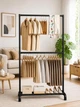 Напольная вешалка для одежды и обуви Clothes Rack 6009-B с двумя перекладинами 160x75x44 см Black (3_08464) - изображение 7