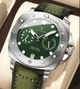 Наручные часы Poedagar Select кварцевые кожаные зелёные 45x14 мм серебристые - изображение 6