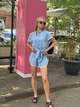 Женский костюм с кружевом голубой 42-44 с2047.2506 - изображение 2