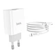 Мережевий зарядний пристрій Hoco C80A Rapido charger Lightning cable 20W White - зображення 3