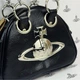 Жіноча сумка Vivienne Westwood Vegan Archive Orb / Брендова чорна сумка вівьєн вествуд зі срібним ланцюжком та великим фірмовим лого-орбом - зображення 3
