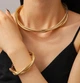 Набір із кольє чокера та браслета, потрійне багатошарове Fashion Jewerly переплетені ланцюги біжутерія, золотистий колір (SVS) - зображення 1