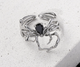 Кольцо Паук бижутерия Fashion Jewerly с черным камнем в стиле y2k, готика регулируемое, серебристое (SVS) - изображение 1