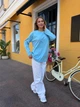 Жіночий бавовняний лонгслів оверсайз із необробленим краєм Flawless Femme, Блакитний One Size Oversize - изображение 2