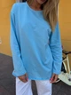 Жіночий бавовняний лонгслів оверсайз із необробленим краєм Flawless Femme, Блакитний One Size Oversize - изображение 9