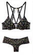 Комплект Victoria’s Secret Le Jardin Print Love by Victoria Front Close Plunge ,Бюстгальтер з push-up+ Cheeky Panty,Чорний з різнобарвним,34B-S - изображение 1