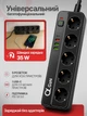 Мережевий фільтр подовжувач 9 в 1 на 5 розеток 3 USB-A 1 USB-C зарядний із заземленням швидкою зарядкою 35W захисні шторки в розетках захист від перевантаження короткого замикання кабелем з євровилкою для ноутбука телефону ПК телевізора дому офісу 2 м - зображення 2