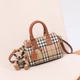 Женская сумка Burberry Mini Check Bowling бежевого цвета артикул 36590 - изображение 1