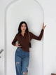 Жіноча кофта-поло 7036, шоколадний, one size - зображення 2