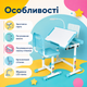Парта-трансформер C&A со стулом регулируемая по высоте детский комплект для учебы с LED-лампой подставкой для книг выдвижным ящиком и полкой голубая - изображение 2