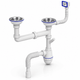 Сифон Kronoplast для двойной кухонной мойки 3 1/2″×40 смещенный с двумя резьбовыми выпусками SM65210343 - изображение 3