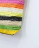 Большая пляжная сумка на молнии с канатными ручками, женская плетеная сумка-шоппер в разноцветную полоску - изображение 4