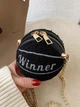Жіноча кругла сумка хутряна 10406 WINNER м'яч на ланцюжку чорна - зображення 3