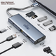 Док-станция расширения Aigo Type-C, USB 3.0-концентратор, гигабитный Ethernet-порт, HDMI/VGA-адаптер, устройство чтения SD/TF-карт, USB-док-станция расширения, быстрая зарядка PD100 Вт, T09-R (металлический корпус) - изображение 8