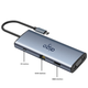 Док-станция расширения Aigo Type-C, USB 3.0-концентратор, гигабитный Ethernet-порт, HDMI/VGA-адаптер, устройство чтения SD/TF-карт, USB-док-станция расширения, быстрая зарядка PD100 Вт, T09-R (металлический корпус) - изображение 11