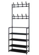 Вешалка для одежды в прихожую с полками для обуви Vezzer Simple Floor Clothes 60x30x170см Черный - изображение 2
