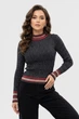 Кофта жіноча чорного кольору з люрексом зі смужками Fashion розмір 42-44 (217572) - зображення 1
