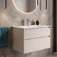 Тумба Geberit Selnova Square 504.139.DB.1 підвісна, колір пісочно-сірий з шовковисто-матовим покриттям, з раковиною slim rim 80 см - изображение 1