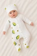 Чоловічок з шапочкою для немовлят з принтом Авокадо 62 см Молочний / Зелений - изображение 1