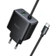 Сетевой адаптер зарядный блочек 30W HOCO C164A USB/встроенный кабель Type-C 1.2м черный - изображение 1