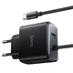 Сетевой адаптер зарядный блочек 30W HOCO C164A USB/встроенный кабель Type-C 1.2м черный - изображение 3