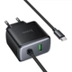 Сетевой адаптер зарядный блочек 30W HOCO C164A USB/встроенный кабель Type-C 1.2м черный - изображение 5