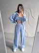 Жіночий велюровий костюм трійка (кофта+штани+топ) Uaclothes 46 Блакитний (like39050-194861350) - изображение 1