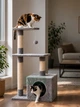 Игровой комплекс для котов 50×30×84 см с домиком, когтеточкой и смотровыми площадками, серый - изображение 8