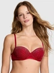 Комплект белья со стразами Victoria's Secret Pink бюстгальтер и трусики бикини 1161257611 (Красный 36A/M) - изображение 2