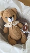 BABY BOX для новонанародженого немовля, Ведмедик для щомісячних фото з ковпачком 12 місяців, плюшева пряжа - зображення 4