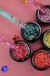 Гель с цветочками из фольги Foil flower gel (Розовый FG12) Дизайнер 5 мл для декора ногтей - изображение 4