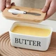Масленка керамическая для масла с крышкой и ножом "Butter", 500 мл, Белый - изображение 3